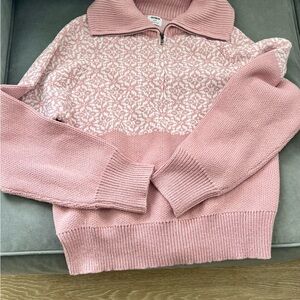 Cotton On Pink and White Cowl Neck Sweater